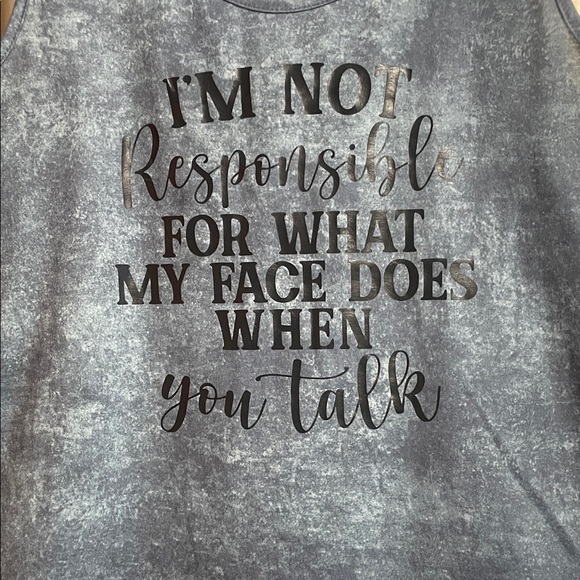 Women's Blue Graphic Tank Top - I'm Not Responsible For What My Face Does When.. - Picture 2 of 9